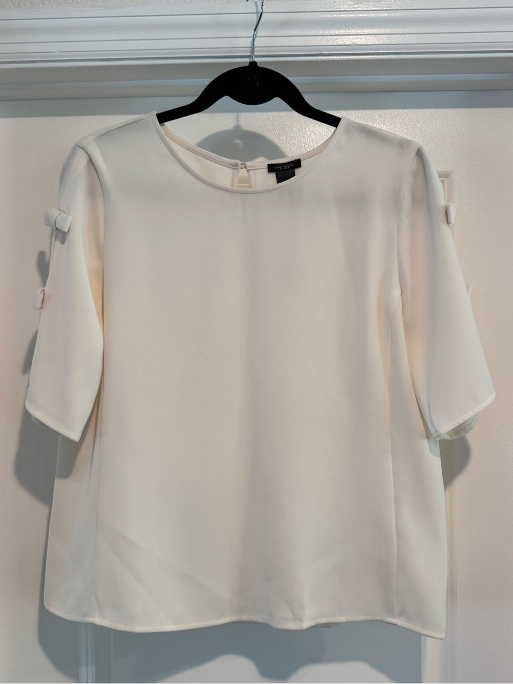 Ann Taylor Cream Blouse with Bow Sleeves